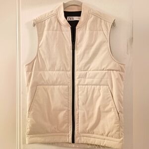 ZARA Off White and Black Zipper Vest Size    Small